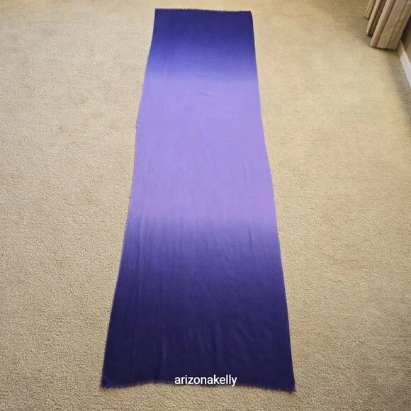 Wool/Cashmere Ombre Gradient Blue Scarf - Picture 3 of 8